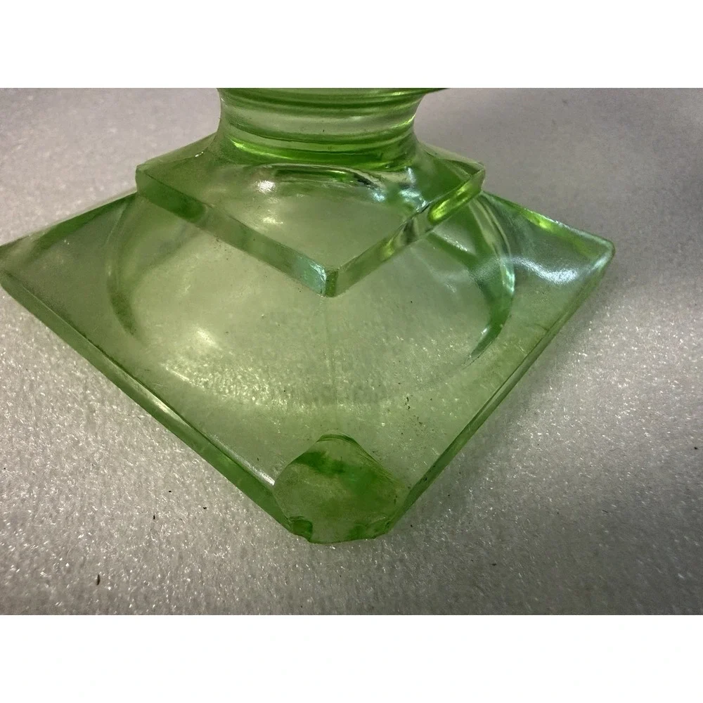 Hocking Cameo Ballerina Uranium Glass Open Sugar Bowl Green Depression 1930s